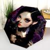Black Cat Girl  pattern, automatic folding umbrella, portable and foldable design, 8 ribs, a Christmas or birthday gift.