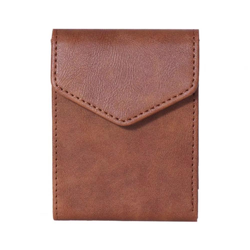 Faux Leather Material Vertical Card Wallet Slim Design Snap Button Closure Faux Leather Wallet Card Storage Pocket