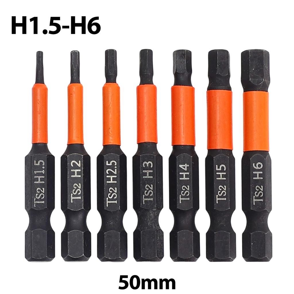 50mm Screwdriver Bit Hex Head Wrench Drill Bit Set Impact Driver Magnetic Screwdriver Drill Bits H1.5 H2.0 H2.5 H3 H4 H5 H6
