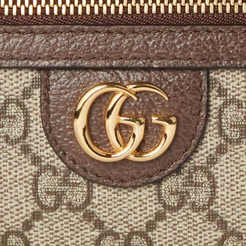 Gucci Ophidia Monogram Double G Pattern Zipper Closure Canvas And Leather Trim Crossbody Bag Women Bags Beige Brown 772311-K9GSG-8367