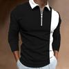 Men's Long Sleeve Color Block Stylish Lapel Long Sleeve Stitching Stylish POLO Shirt