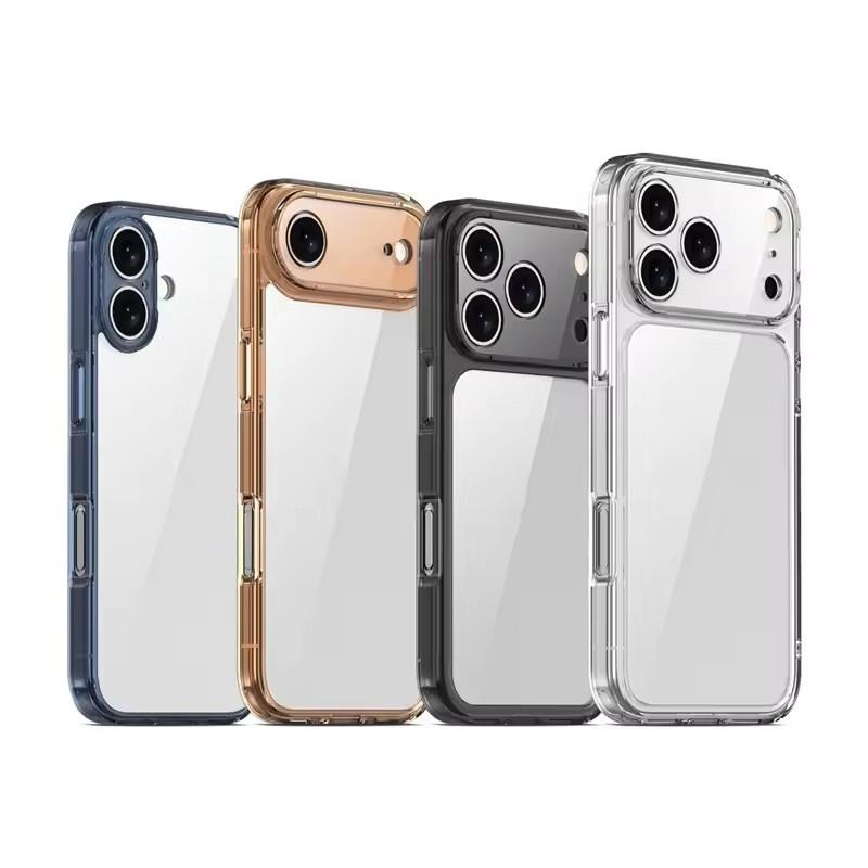 Luxusný Priehľadný Nárazuvzdorný Kryt pre iPhone 17Air 17 17Pro 17Pro Max Priehľadný Hybridný TPU+PC Ochranný Tvrdý Zadný Kryt