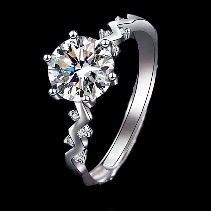 Best-Selling Zirconia Imitation Moissanite Six-Prong 1 Carat Adjustable Wedding Ring for Women