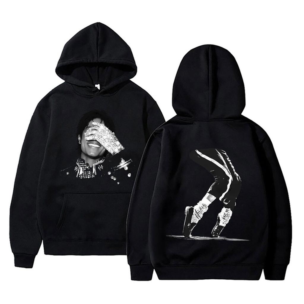 Michajackson Gesicht Grafik Hoodies Herren Damen Mode Hip Hop Übergroßer Pullover Männlich Vintage Gothic Rock Pullover Streetwear