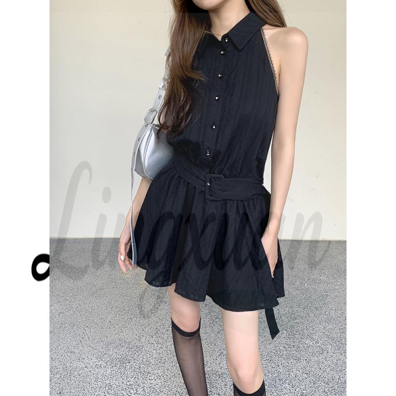 

Spring/Summer 2026 Sexy Sleeveless Waist-cinching A-line Mini Dress for Women S
