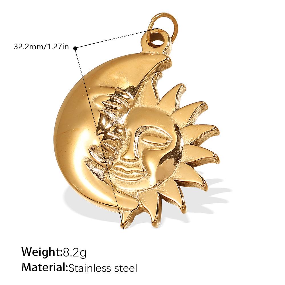 18K Goldplattierte Sonne und Mond Anhänger Halskette für Damen - Stilvolles Europäisch-Amerikanisches Design
