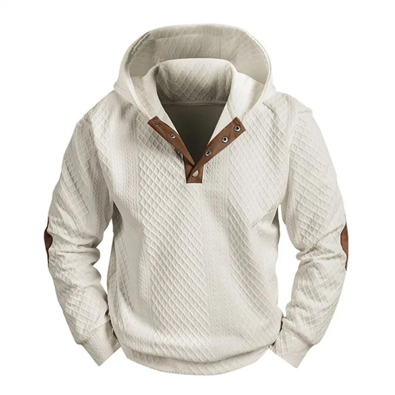 Autumn Winter Heavyweight Hoodie Men Vintage Hooded Hoodies Loose Pull On Loose Sweatshirt Male Knit Streetwear Hooded Pullovers
