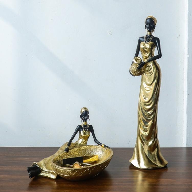 Resins Figure of African Black Woman Sculpture for Adding Cultural Touch to Interior