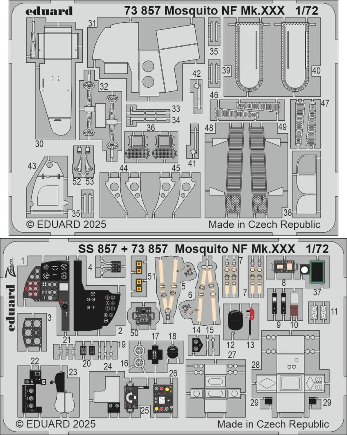 Eduard Mosquito NF Etching Parts Plastic Model Parts EDU73857 1/72 Photo-Etched D.H. Mk.XXX (Special Hobby) (Airplane)