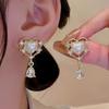 1 Pair Vintage Court Hollow Heart Earrings,Simulated Pearl,Ins Minimalist Jewelry for Banquet & Party Outfits
