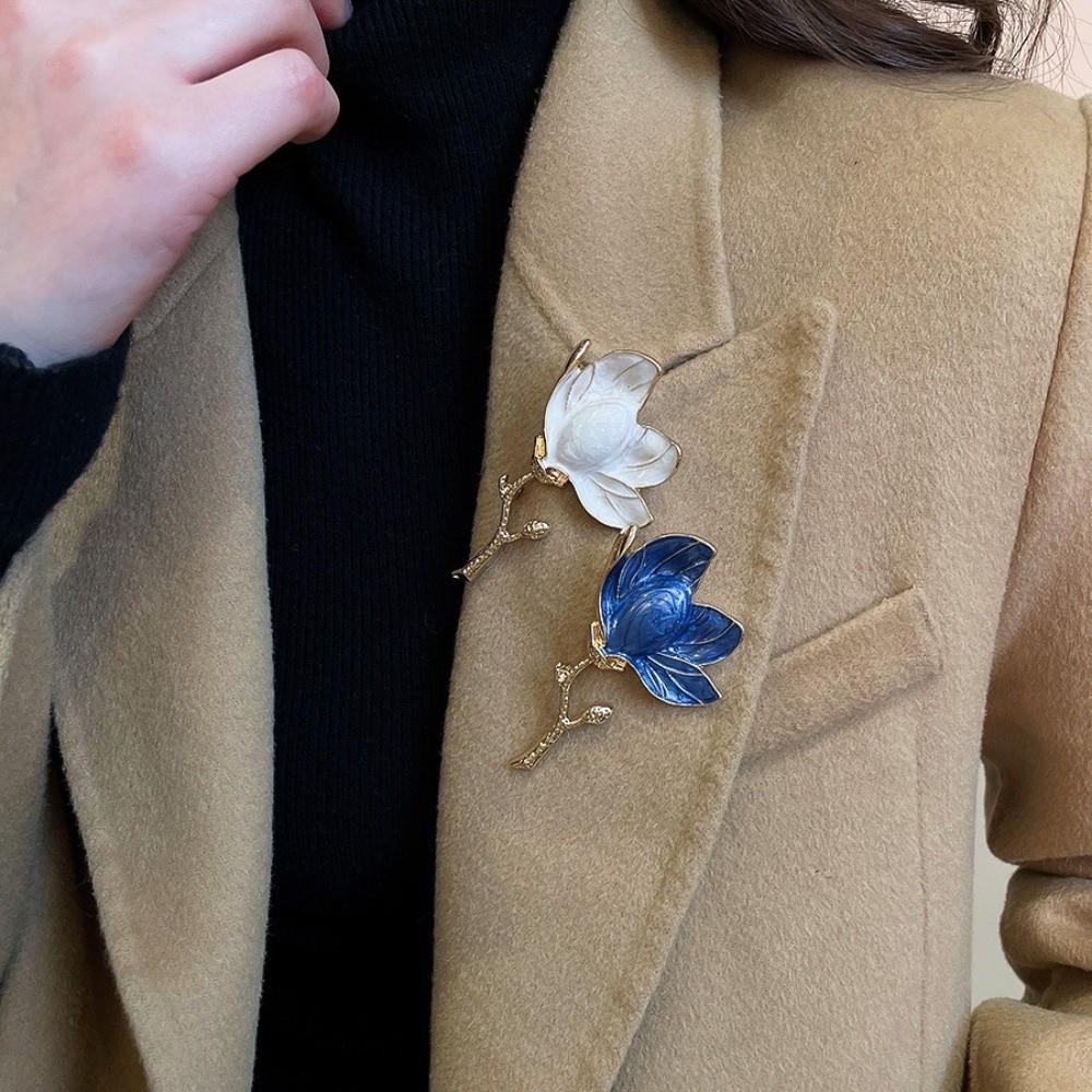 Tulip Glaze Luxury Badge Pin Zinc Zinc Alloy Banquet Clothes Metal Pin Magnolia Flower Brooch  Girls