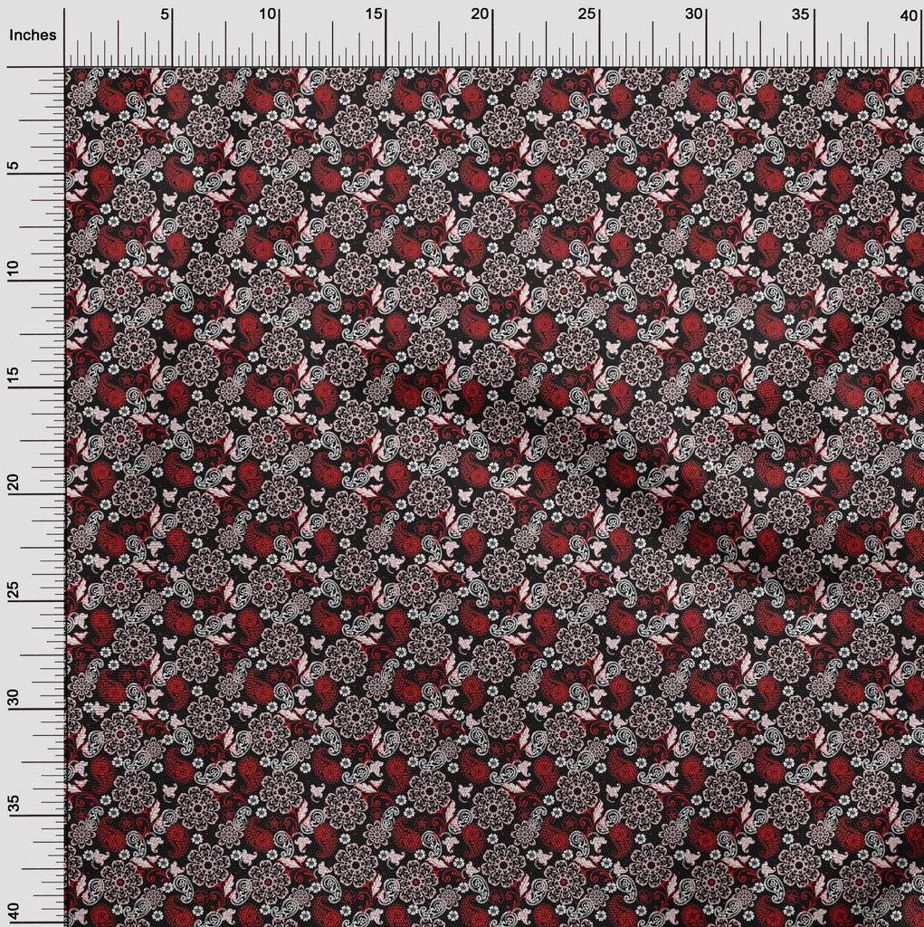 oneOone Cotton Flex Dark Brown Fabric Paisleys Craft Projects Decor Fabric Printed By The Yard 40 Inch