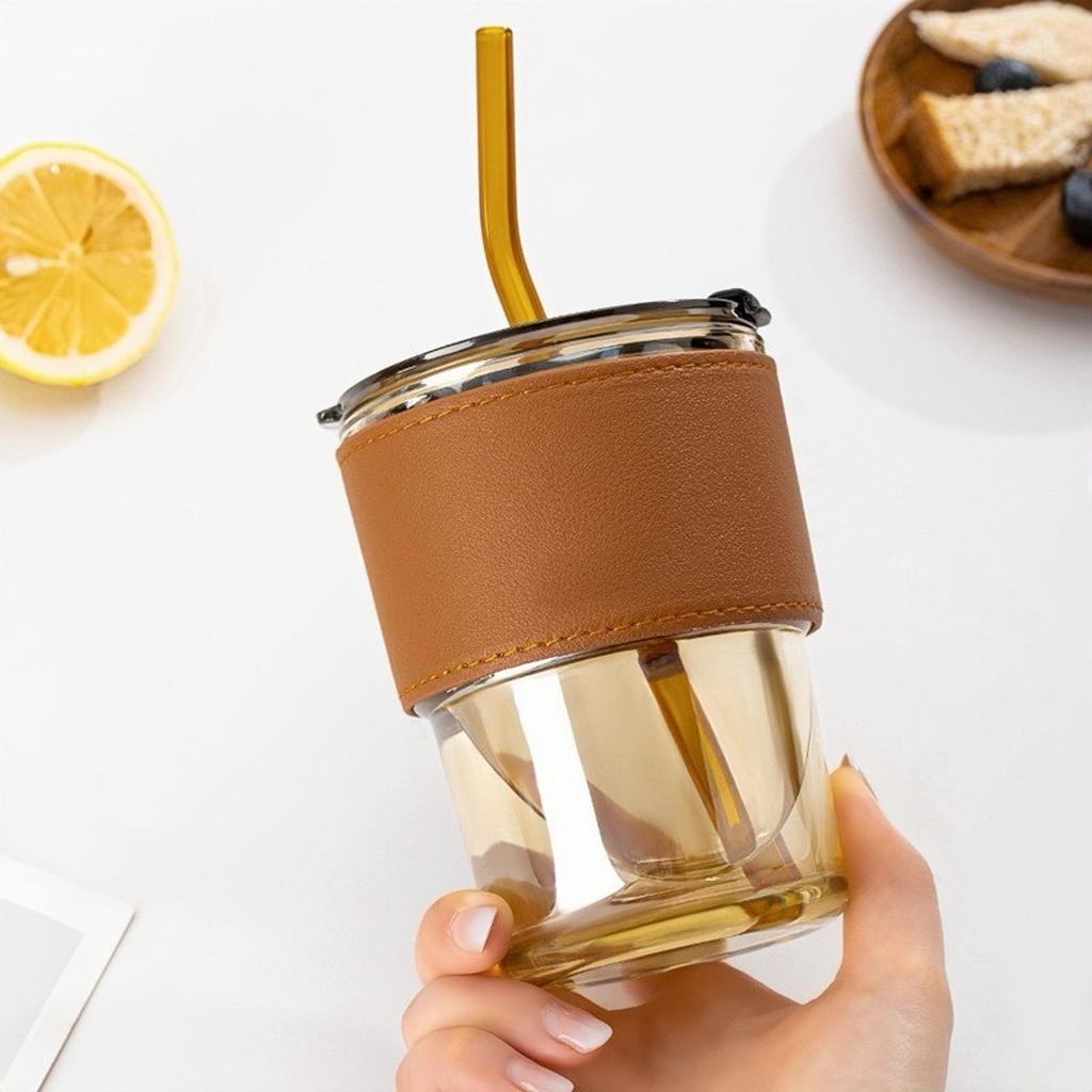 Creative Bamboo Glass Straw Cup - Summer Design, Portable Coffee Mug, Perfect Gift or Souvenir