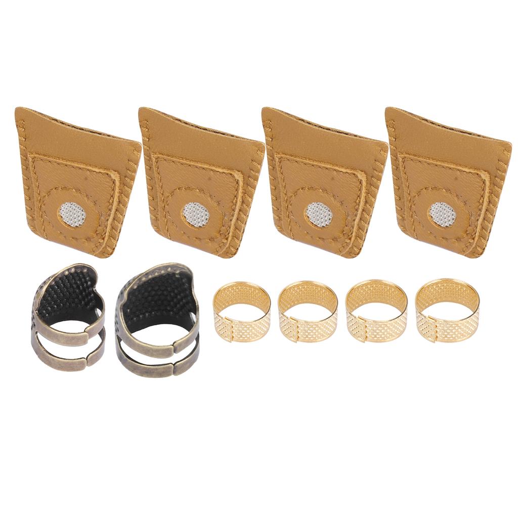 Adjustable Sewing Thimble Brass Sheepskin Fingers Protection Set Handcraft Supplies Accessory