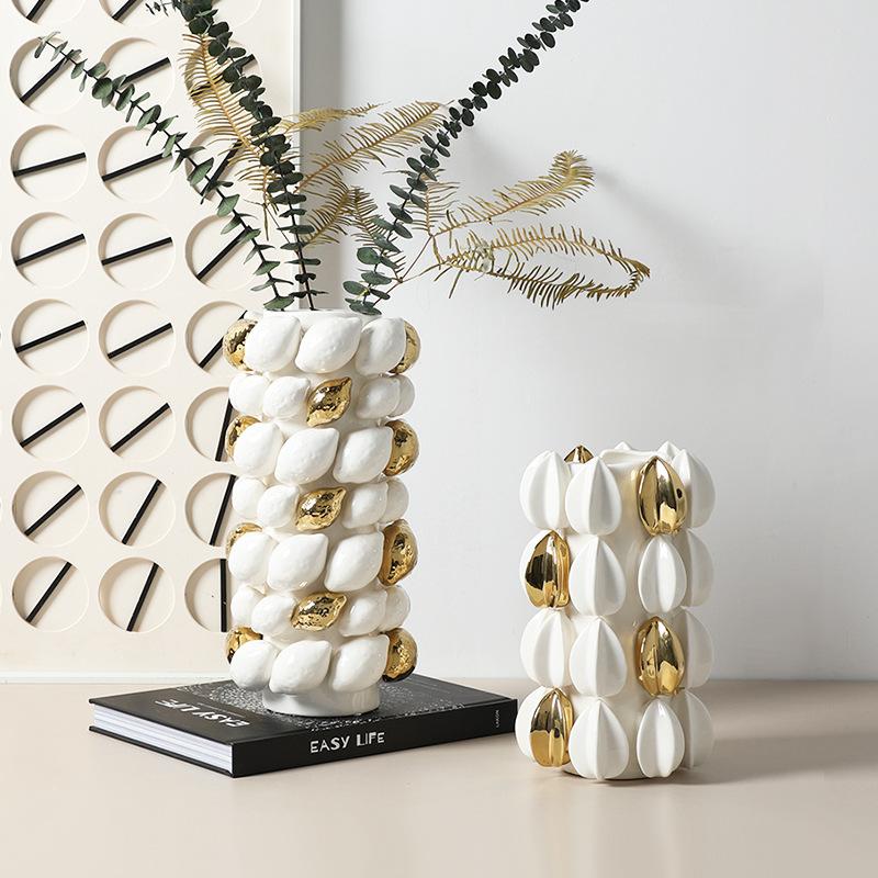Ceramic Vase Gold Creative Fruit Shape Cartoon Lemon Carambola Ceramic Handicraft Flower Vase Home Decoration Accessories