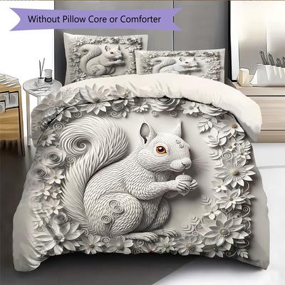 Relief Animals Pattern Bedding Quilt Set Home Decoration Gift (1 * Duvet Cover + 2 * Pillowcase Without Core)