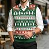 Gilet lavorato a maglia casual da uomo con scollo a V in lana e stampa natalizia per il tragitto casa-lavoro e l'uso quotidiano