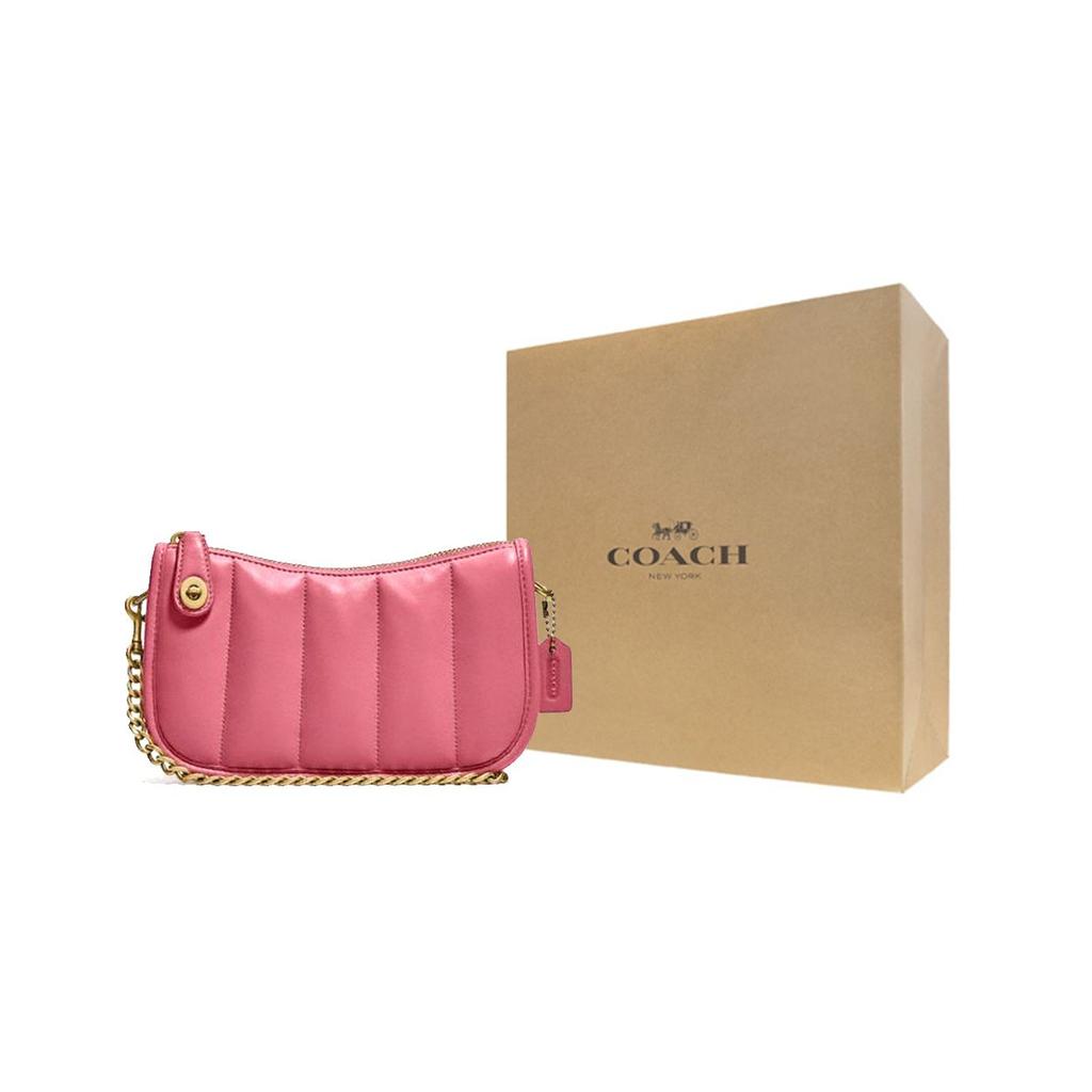 Coach Swinger 20 Quilted Chain Leather Underarm Bag Women handbags Strawberry-Red C3490-B4U6