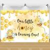 Fondo de Abejita de Dibujos Animados Decoraciones para el 1er Cumpleaños de Niños Suministros para Fiestas Niña Miel Niño Revelación de Género Banner para Baby Shower Accesorios