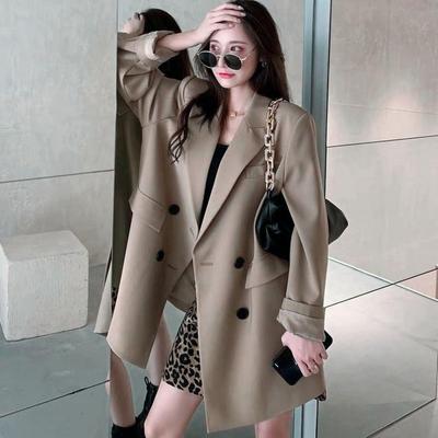 Yeni Kore Çok Yönlü Moda Gevşek Takım Elbise Ceket Kadınlar için Kruvaze Blazer Büyük Boy
