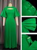 AOMEI Rosafarbene, plissierte Partykleider für Frauen, sexy, kurze Laternenärmel, Ausschnitt auf der Brust, elegante afrikanische Kleider für Feiern von Geburtstagen und Hochzeitsgästen