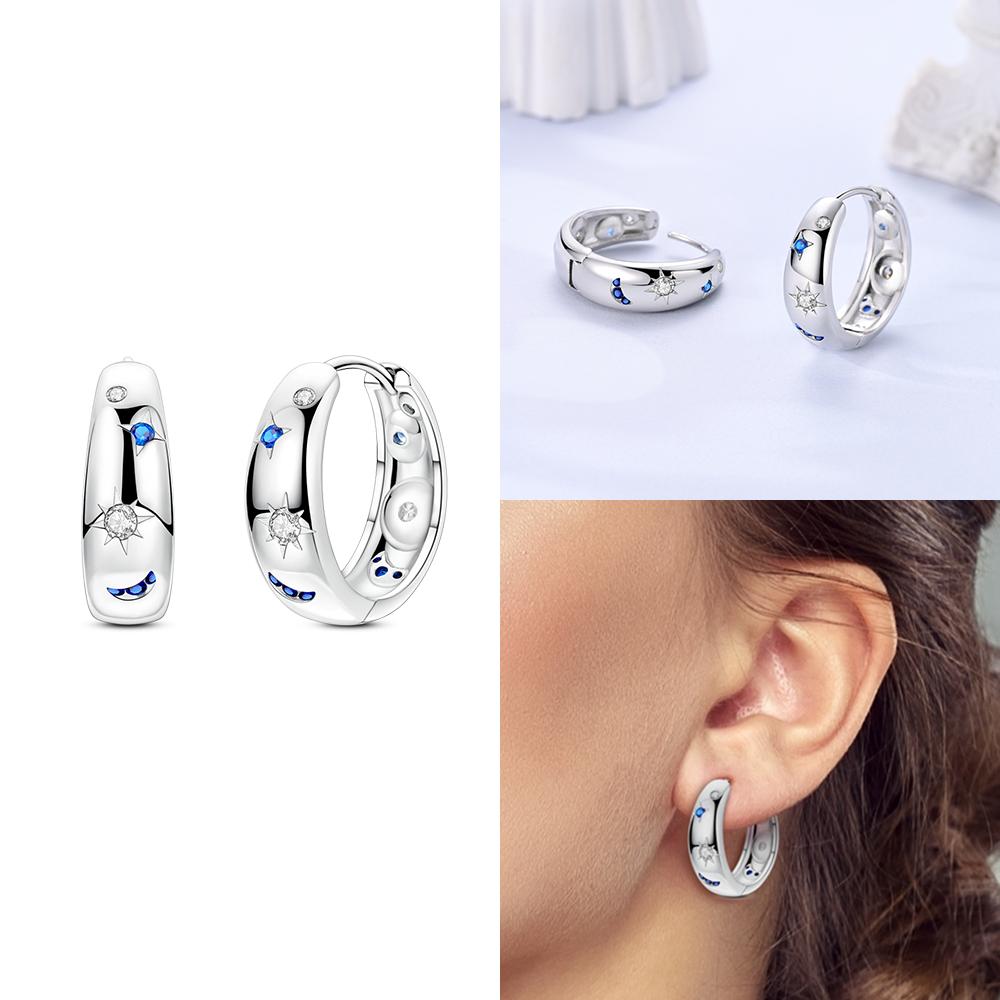 Hoop Earrings 925 Silver Certified Red Bow Heart Zircon Stud Earrings Lady's Anniversary Gift Luxury Jewelry