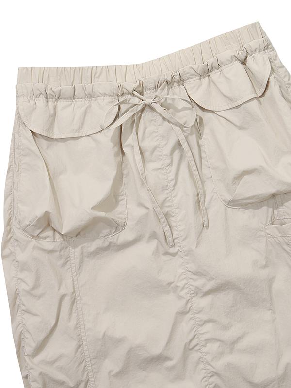 BBC EARTH W Utility Shirred Skirt_Cream
