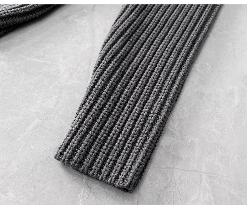 Four-Stripe Unisex Thick Knit Cardigan - Lapel Long Sleeve for Autumn/Winter