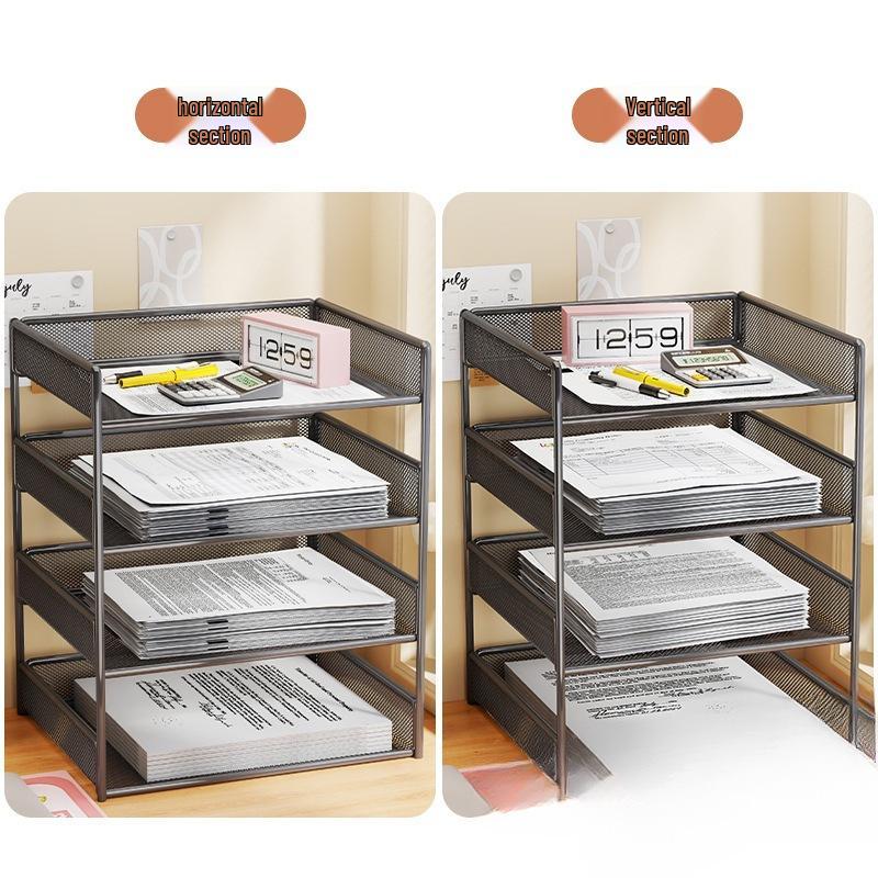 Desktop File Organizer Multi-Layer Storage Rack for Office Supplies and Books