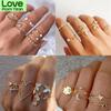 Bohemian Geometric Rings Sets Crystalline Star Moon Flower Butterfly Constellation Knuckle Finger Rings Set Fashionable Jewelry Women StylishGeometric