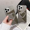 iPhone 13/14/12 Anti-Drop Phone Case with Mirror Heart Bracket & Diamond Design