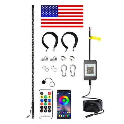 Evrensel 1/2 ADET 60CM LED Kırbaç Işığı RGB LED Bayrak Direği Lambası APP Uzaktan Kumandalı Dekoratif Işık Araba SUV ATV UTV RZR İçin 12V