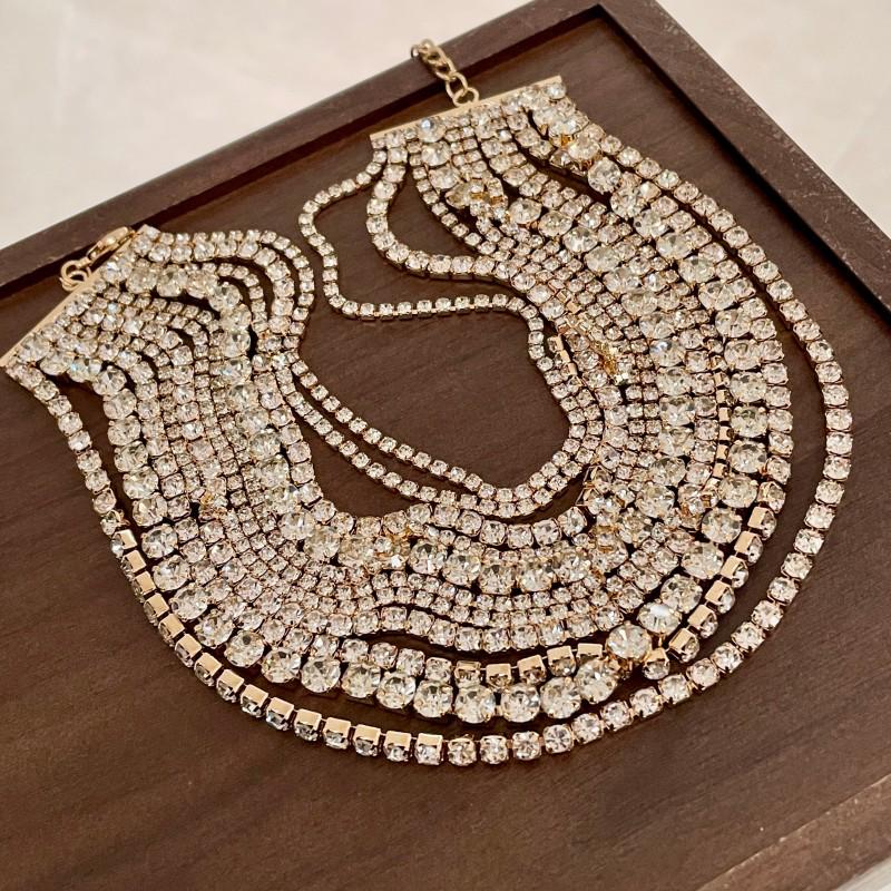 Колье-чокер со стразами для ночного клуба: Элегантное Свадебное и Банкетное Ожерелье