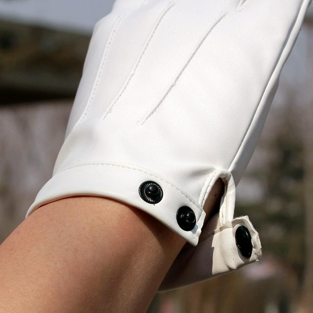 PU Leather Half-Finger Gloves Driving & Hip-Hop Performance Gloves for Women, Four-Season Thin Fingerless Gloves for Cycling