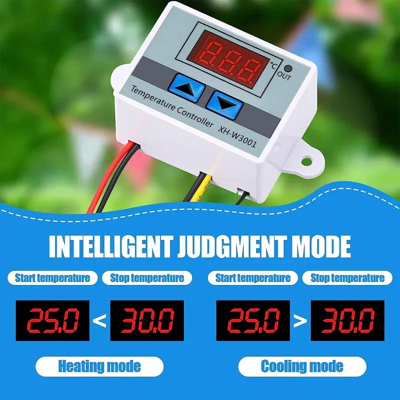 W3001 Digital LED Temperature Controller 10A Thermostat Control with NTC Sensor Probe XH-W3001 12V 24V 110V 220V 24V