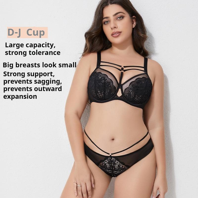 Thin Plus Size Fat  Women's Underwear Big Chest Small Set Bra Breast with Full Cup Bra