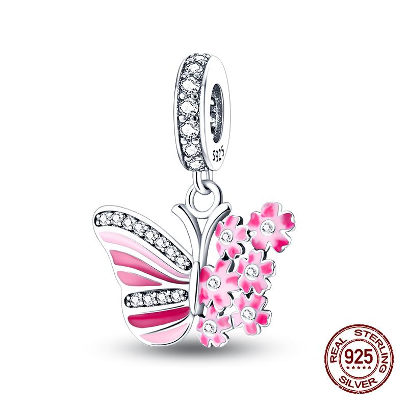 Compatible With 3MM Authentic Bracelets copper Colorful Dragonfly Flower Gem Butterfly Charm Bead Charms Bead Charms Fine Do It Yourself Jewellery Mak