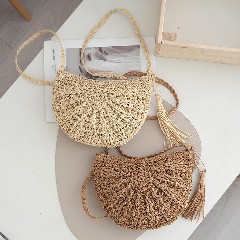 2024 Handgefertigte gewebte Stroh-Umhängetasche - Damen Beliebte Sommer-Schultertasche für Strandurlaube