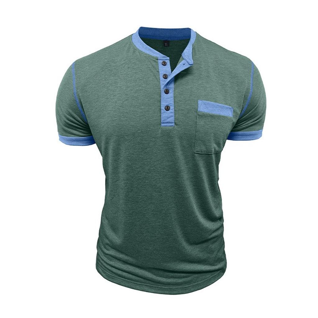 Pánská košile s krátkým rukávem Pánské tričko se 4 knoflíčky Ležérní top