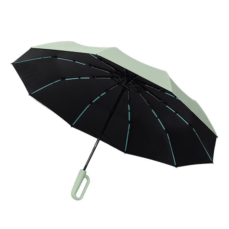 60-Rib Automatic Women's Umbrella with Black UV Protection for Sun & Rain, Customizable and Portable.