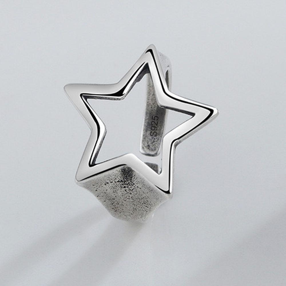 

925 Sterling Silver Rings for Women Men Couple Minimalist Handmade Simple Star Ring Party Jewelry Gift Prevent Allergy resizable