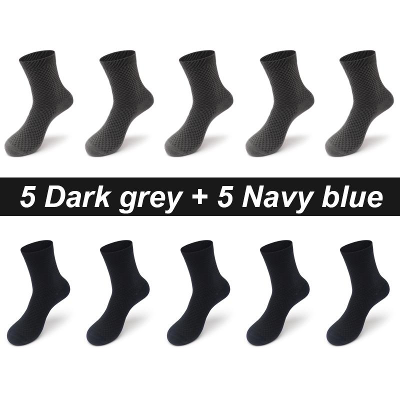 10 Paar Herrensocken aus Bambusfaser, lang, schwarz, Business, weich, atmungsaktiv, neue hochwertige Herbstsocken für Männer, Übergröße EU 38–48