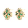 Light Luxury Copper Inlaid With Colored Diamonds, Four-Leaf Clover Earrings, Women'S High-End Flower Petal Earrings Ve1625