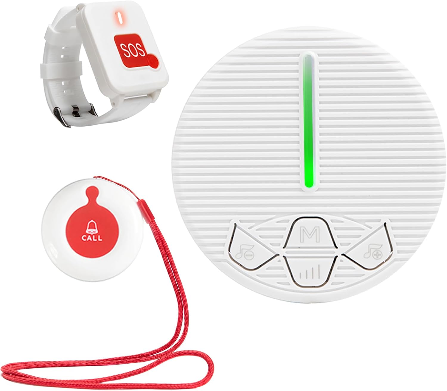Wireless Caregiver Pager SOS System, 1 Receiver + 1 Waterproof Button + 1 Watch Pager for Elderly