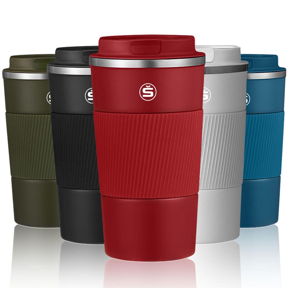 Stainless Steel Car Styling Thermos Mug Coffee Cup Auto Accessories For Skoda Rapid Fabia Karoq Kamiq Superb Octavia VRS VII S Csu500