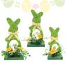 3pcs Easter Bunny Decorations Wooden Green Bunny Home Ornaments Rustic Spring Atmosphere Bunny Home Decor For Office Home