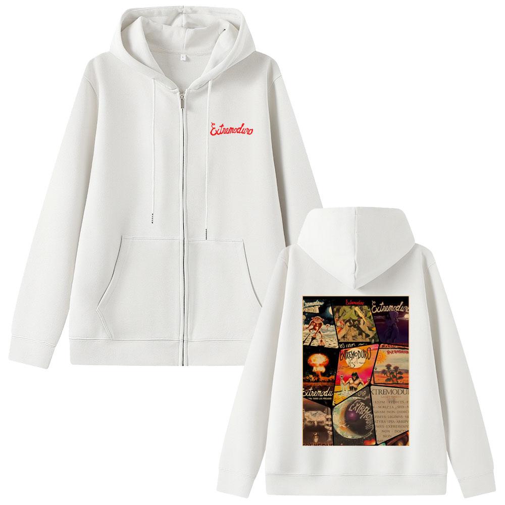 Rock Band Extremoduro Okładka Płyty Muzycznej Merch Bluza Rozpinana na Zamek Mężczyźni Kobiety Vintage Oversize Kurtka Zapinana na Zamek