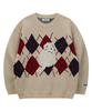 WAIKEI Maltese Argyle Crewneck Knit Oatmeal