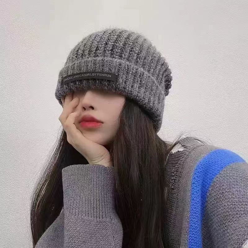 Autumn and winter hats women's versatile fashion long-standard wool hats winter warm ear protection bag head knitted hat