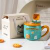 Creative High Value Ceramic Cup with Lid for Home Cute Couple Water Cup Gift Box High End Souvenir Gift Mug